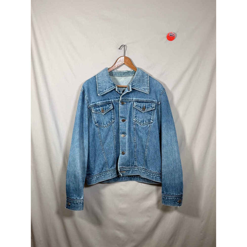 Vintage 1970s Half Selvedge Thrashed Denim Trucker Type 3 Jacket Light Wash